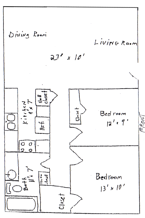 Two Bedroom / One Bath - 650 Sq. Ft.*